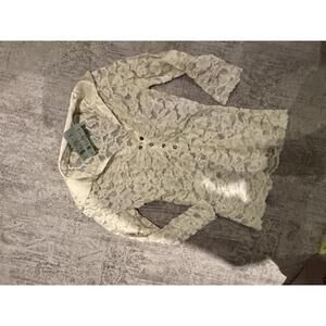 NWT Deadstock Cache Women's Lace Long Sleeve Blouse w Silk Collar Medium